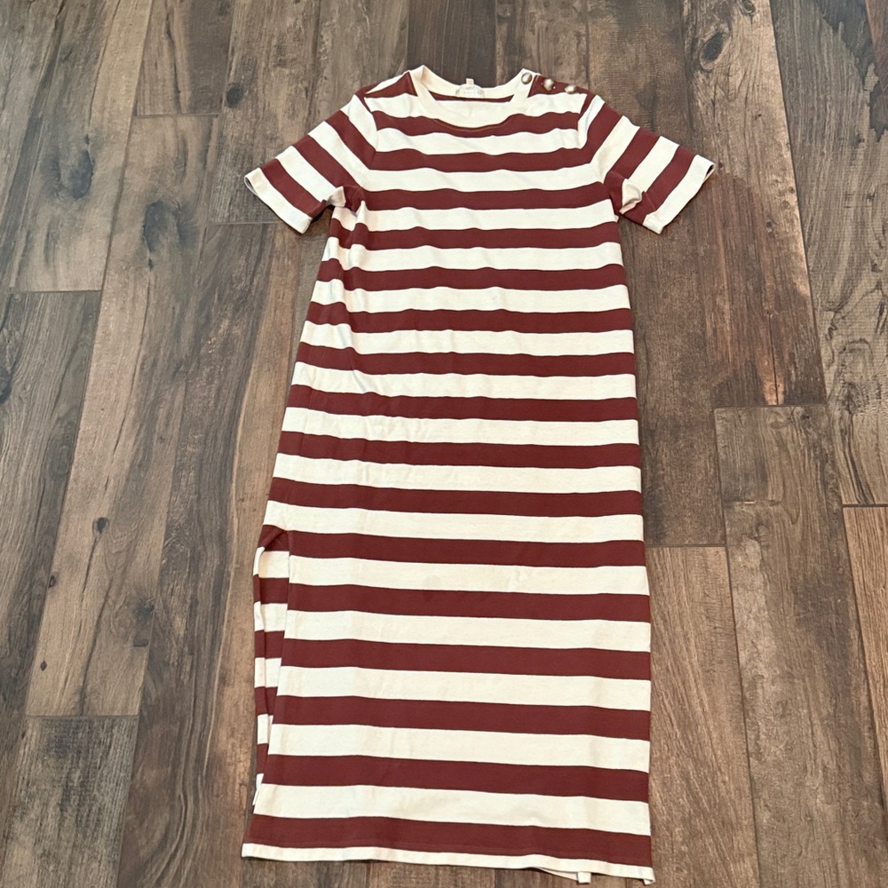 Sezane Emy Dress brown/cream/ivory